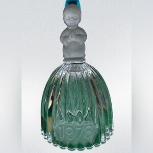 VTG 1978 Goebel Charlottenhutte Frosted Glass Figural Handle‎ Clear Crystal Bell